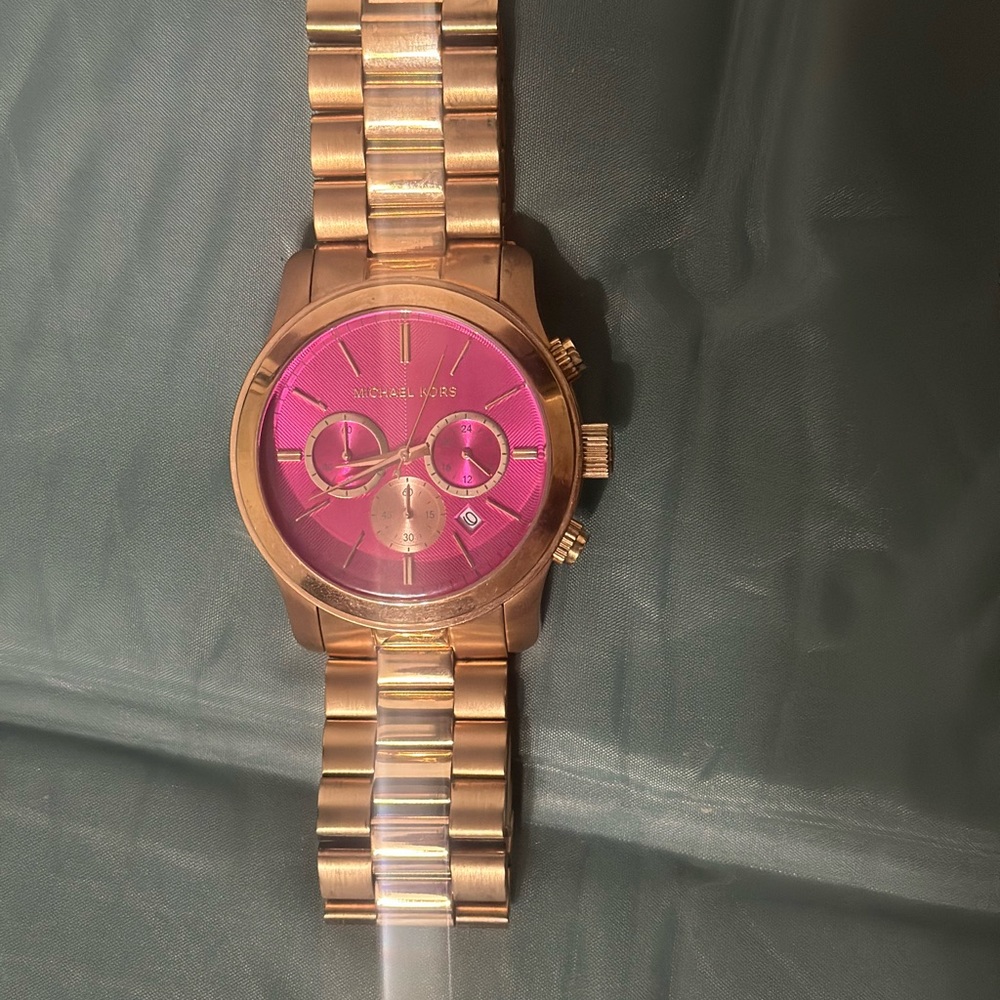 Michael Kors Rose Gold Watch with Fuchsia Dial
